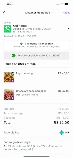 Detalhes do pedido